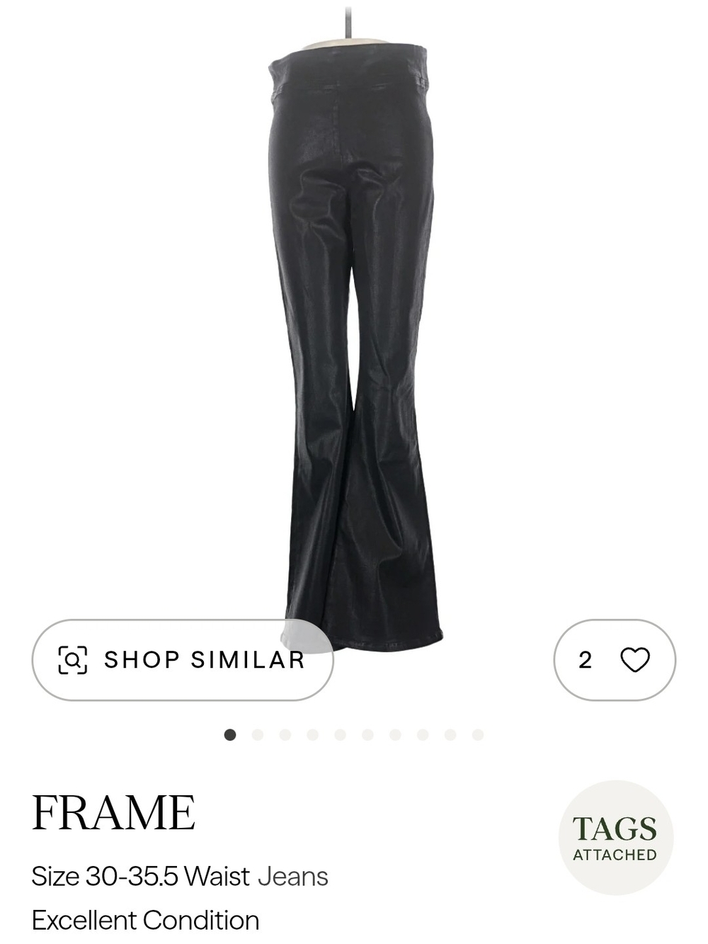 Frame Denim Black Faux-Leather Flared Pants